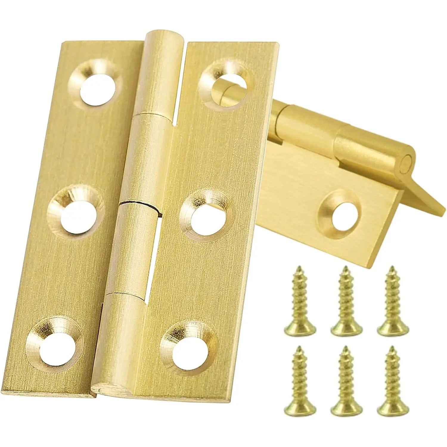 8 count Solid Brass 1.5" Small Hinges,  Box Hinges with Screws | Solid brass, rustproof & durable. Comes with matched screws for  chest,  box, cabinet and small toolbox