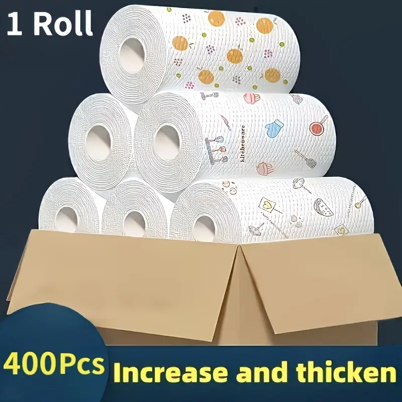 Washable Kitchen Paper Towels, Disposable Cleaning Paper, Strong Absorbency, Non-Stick Oil, Roll Pack, Paper Towel Rolls, Random Patterns, Ideal for Kitchen, Car, Living Room, Bathroom, Bedroom, Cleaning Supplies