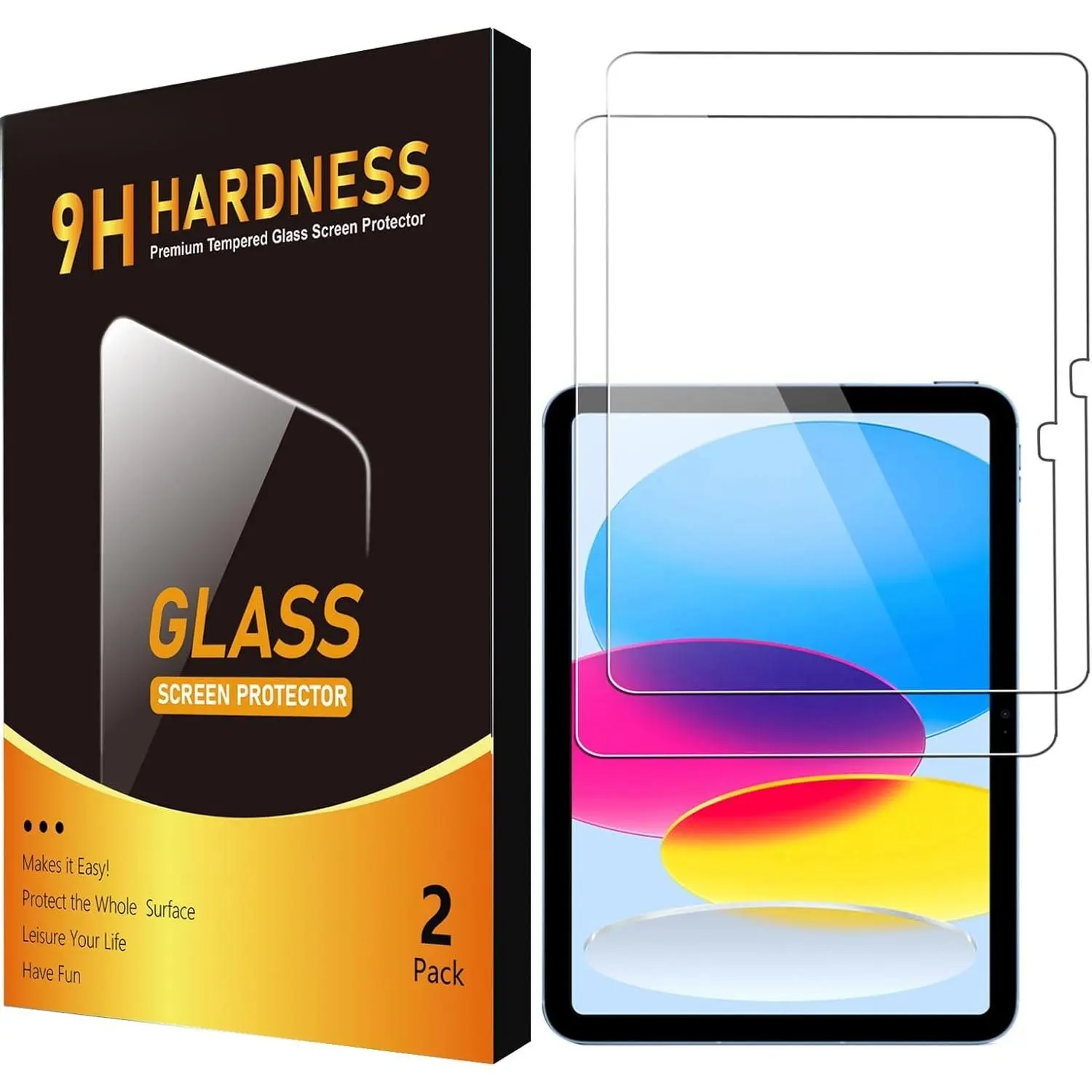 Screen Protector for iPad 11th A16 2025 & 10th Gen 2022, 2-Pack Tempered Glass, 9H Hardness, Anti-Fingerprint, Case-Friendly,  Clear [11 Inch/10.9 Inch]