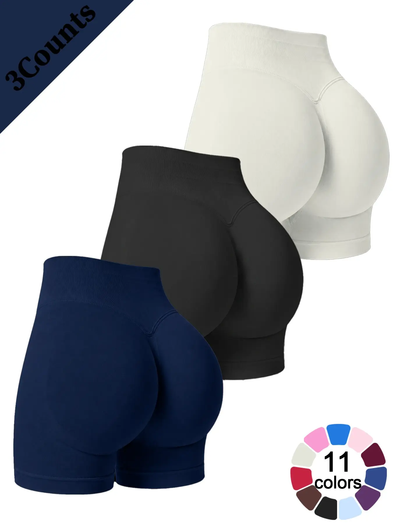 Women’s 1/3-Pack Workout Shorts Cooling Breathable Buttery Soft Comfortable High-Waisted Butt-Lifting Four-Way Stretch Pilates Seamless Yoga Shorts for Gym Workouts Peach Butt Outdoor Running Cycling and Everyday Wear Versatile Solid Color Athletic Shorts