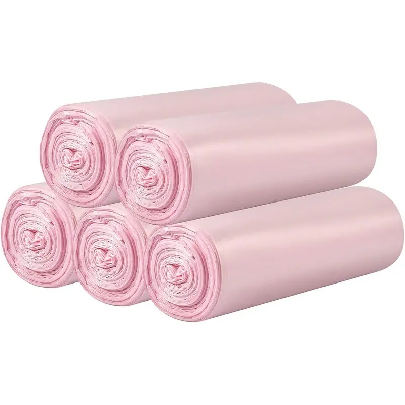 5 Rolls Small Trash Bags 100 Count 4 Gallon Pink Garbage Bags Durable Small Trash Can Liners for Bathroom Bedroom Kitchen Office Home and Dorm