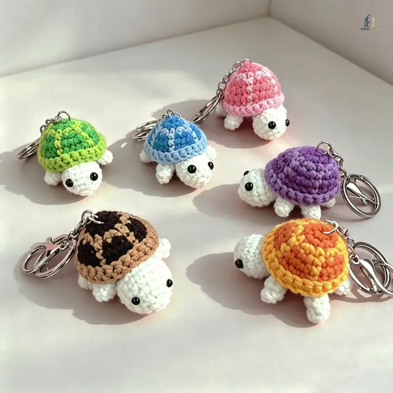 Cute Mini Crochet Turtle Keychain - Hand-Knitted Tortoise Plush Bag Charm, Creative Fashion Accessory for Backpacks for School & Daily Use