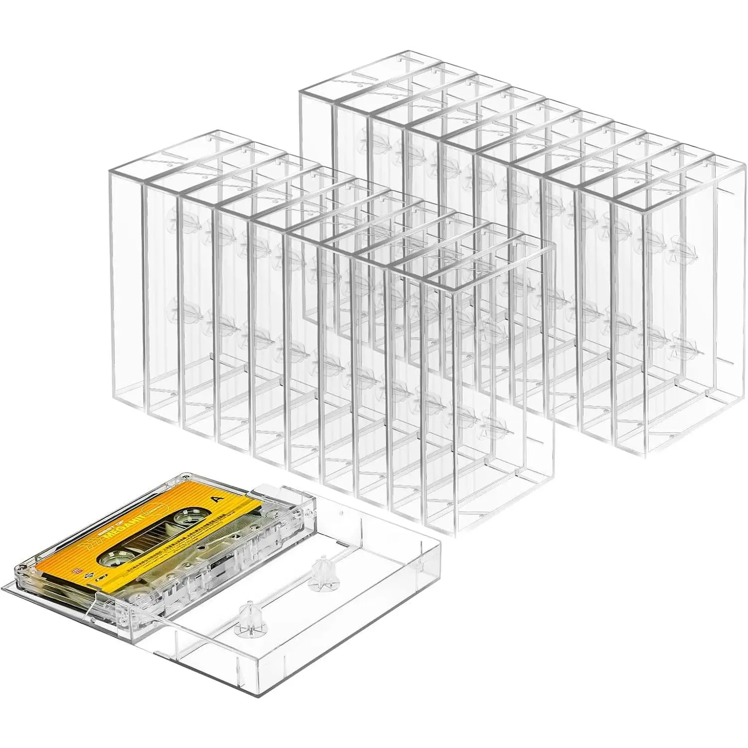 25-Pack Clear Plastic Audio Cassette Storage Cases - 4.28" L x 2.75" W x 0.6" H