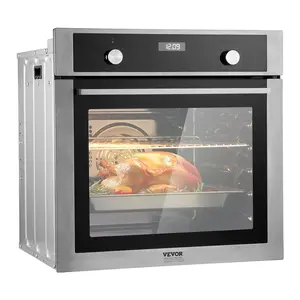 【DealsForYouDays】VEVOR Single Wall Oven, 24" Electric Built-in Wall Oven with 9 Cooking Functions, 2.68 Cu. Ft Electric Wall Ovens with Timer, 2800W Electric Oven with Baking Rack and Tray, for Kitchen