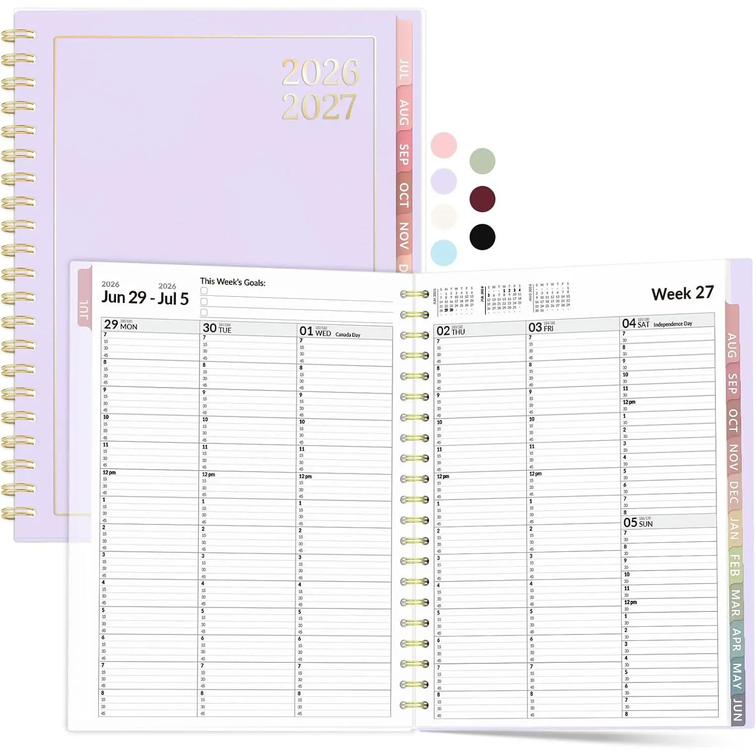 2026-2027 Appointment Book Planner (Jul 2026-Jun 2027), 8.5x11" A4 Hourly Agenda with 15-Min Slots & Hourly Sched., Vertical Week, Monthly Tabs, Plastic Coated Flexible Cover Office Organizer