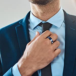 3Pcs Black Stainless Steel Spinner Rings Set for Men | 8mm Fidget Anxiety Rings | Cool Celtic Dragon & Chain Inlay Band