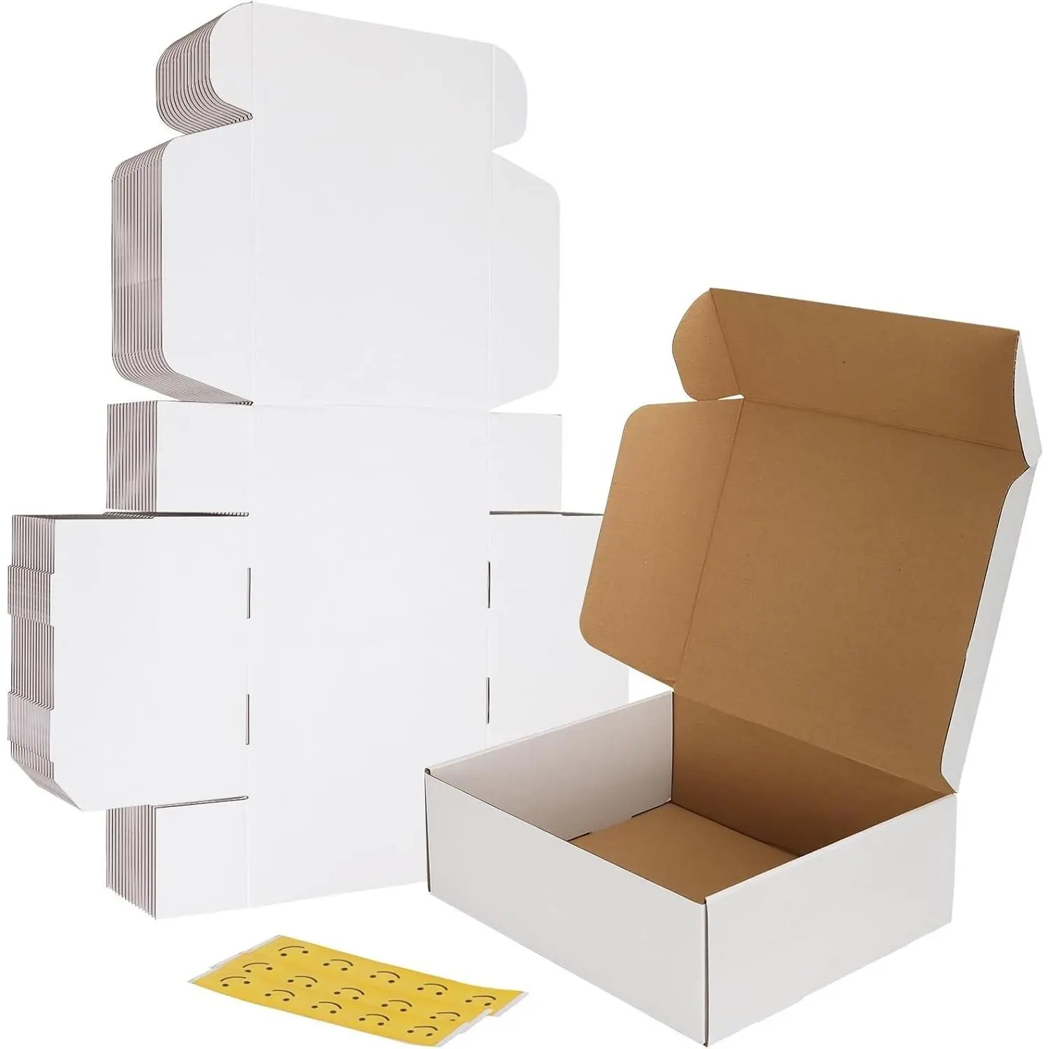 Set of 15 White Corrugated Cardboard Shipping Boxes 12x10x4, Mailer Boxes for Packing, Mailing, BusinessGift