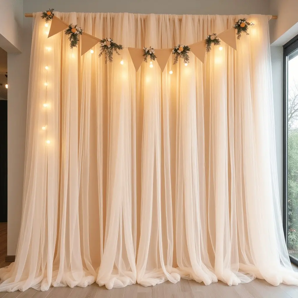 2pcs Set, Elegant Champagne-Colored Party Backdrop Decoration Tulle, Soft Polyester Mesh - Suitable for Themed Parties, Graduation Ceremonies, Bachelorette Parties, Engagements, Weddings, Arches, Stage Decoration, Banquet Background
