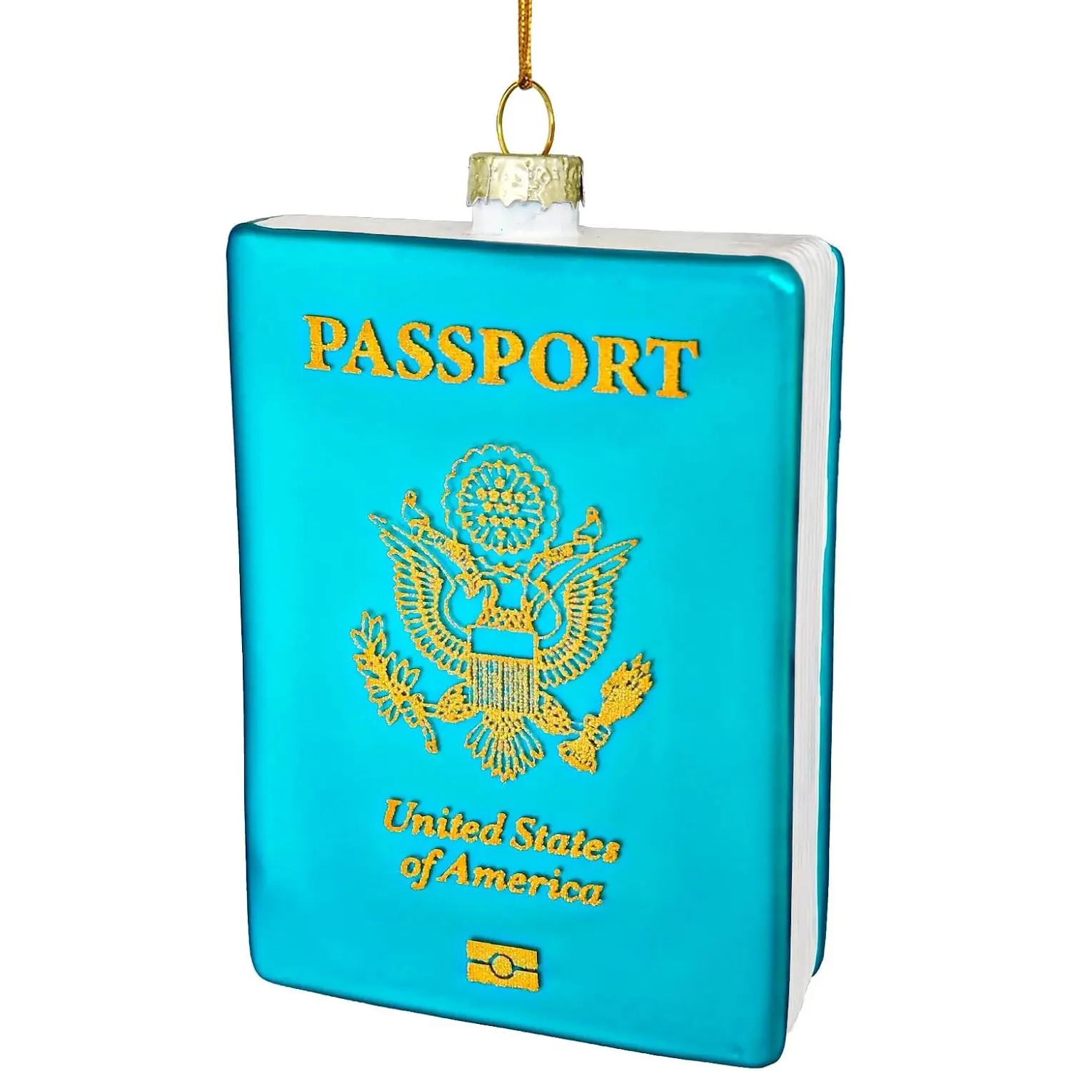 Turquoise Passport Ornament Travel Ornament for Christmas Tree, Xmas  Decor Tradition Blown Glass  Gifts