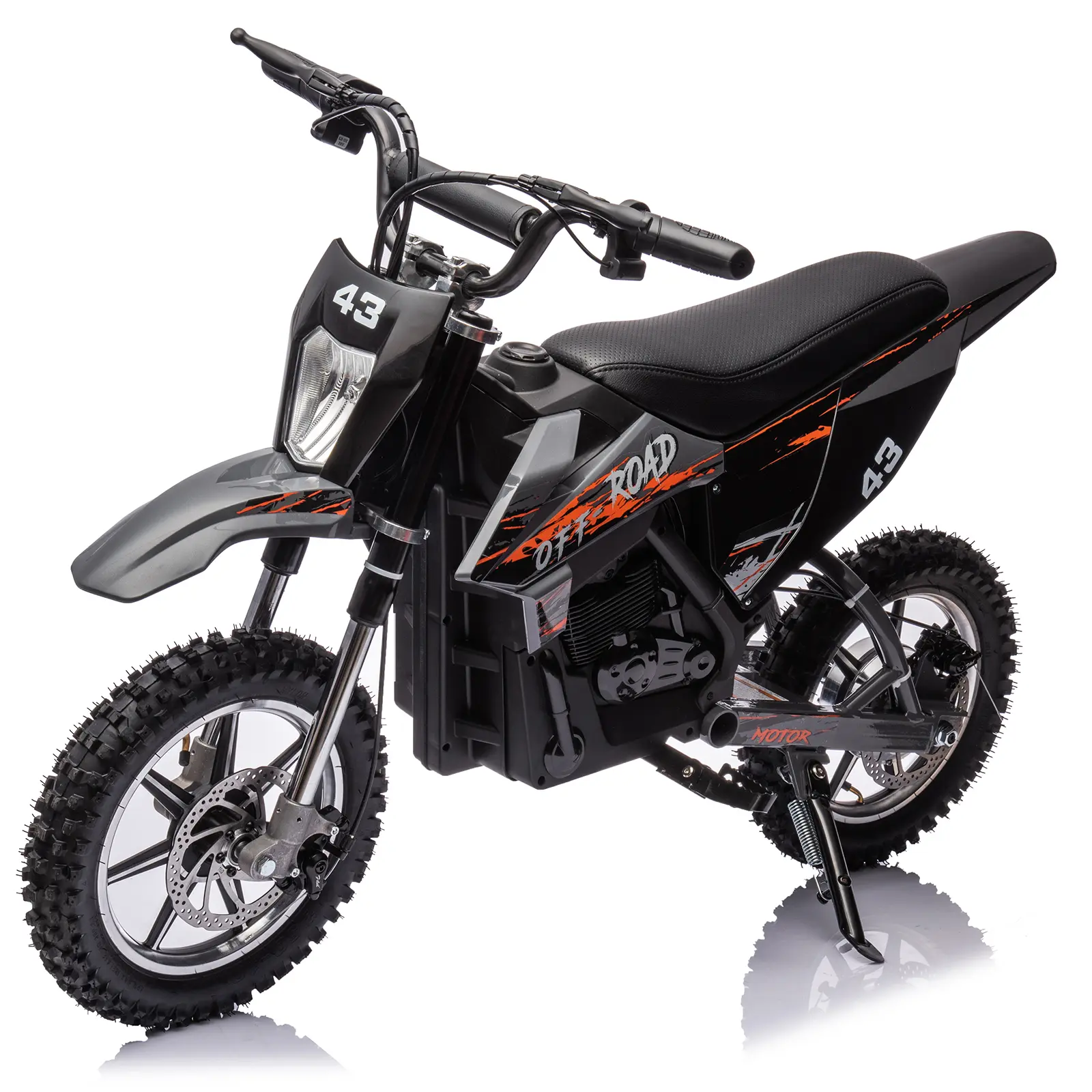 36V Kids Electric Dirt Motorcycle, Ride-On Off-Road Motorcycle with Led Headlight, Leather Seat, Front and Back Brakes, Speeds Up to 15.5 Mph, Suitable for Kids Ages 14+ (Up to 175 Lbs),Black