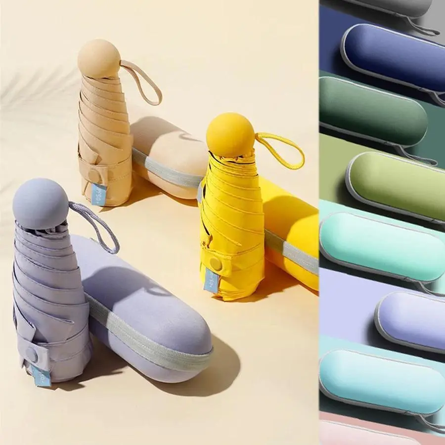Folding Capsule Sun Umbrella for Women, Italian Look Design with UV Protection for Travel, Outdoor and Casual Outings, Portable Capsule Pocket, Outfits, Women's Clothes, Everyday Carry