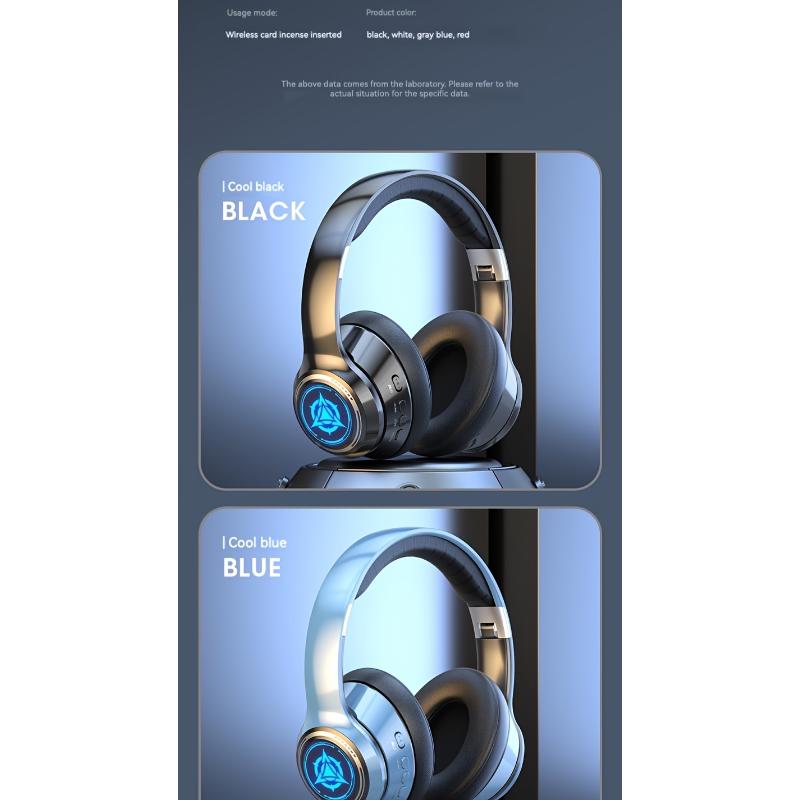 Extra-long Standby 200 Hours Gaming Headset, With LED Lights, Wireless 5.0 Chip, 99D Surround Sound, Noise-cancelling Voice, Push Button Volume Control, Type-C Plug, Rechargeable Lithium Polymer Battery, Mobile Phone Compatible, Video Game