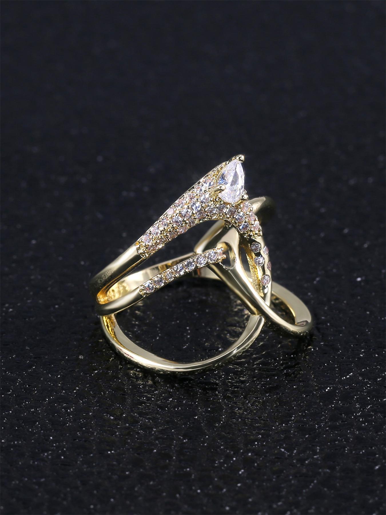 Elegant Rhinestone Decorated Ring, Jewelry Open Ring, Fashion Accessories for Women, Trendy Accessories for Party and Daily Life, All-match & Exquisite Jewelry for Birthday Gift