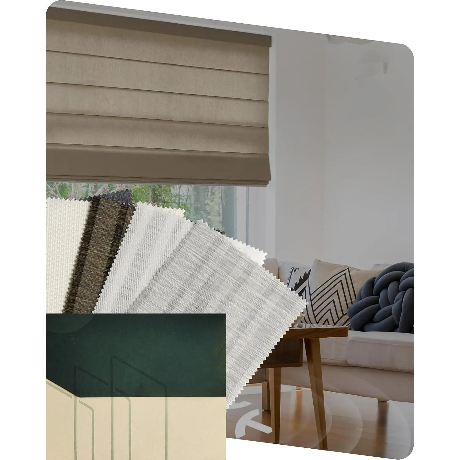 Matter Roman Shades, Multicolor Fabric Samples | Light Filtering Motorized Blinds with Remote, Works with  ,  , Alexa, Roman Window Shades for Living Room