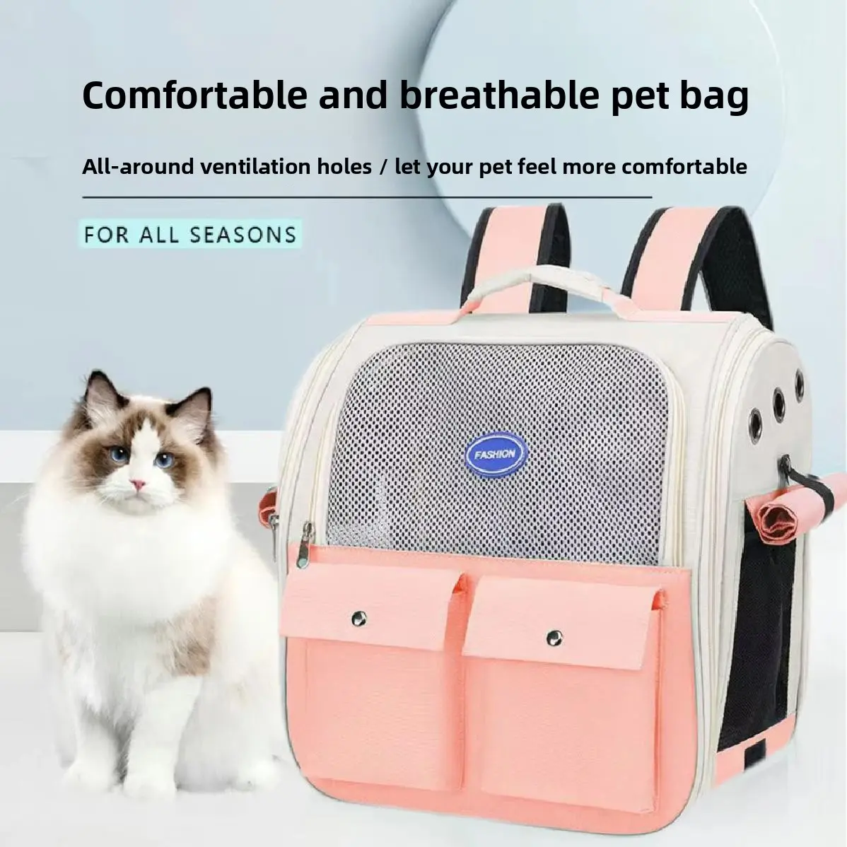 Pet Backpack for Cats and Small Dogs Outdoor Travel Carrier Breathable Foldable Large Capacity Pet Shoulder Bag for Easy Carrying During Hiking Walking