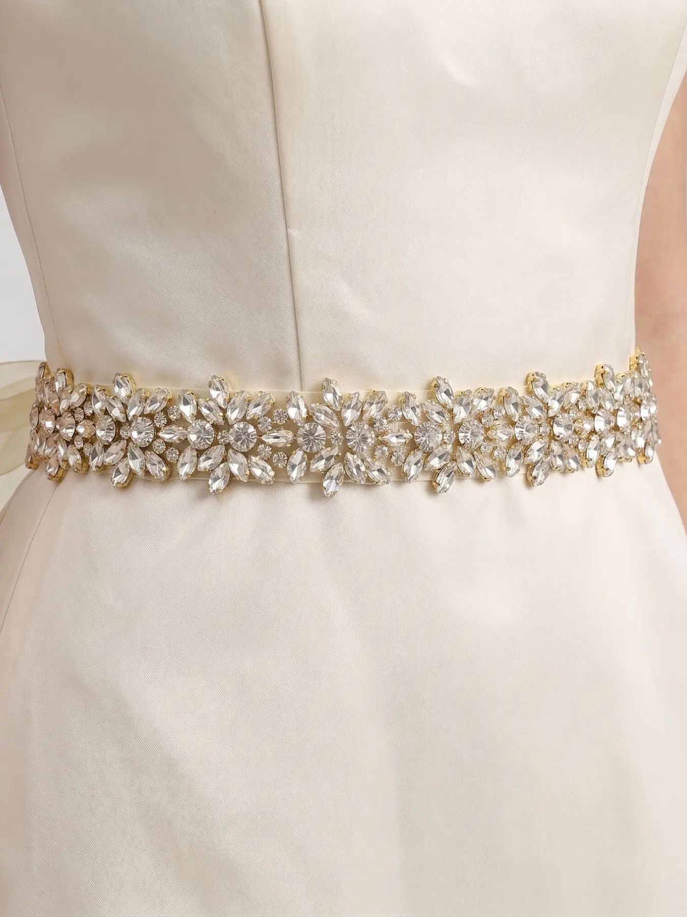 Luxury Rhinestone Bride Belt, Organza Wedding Garter, Evening Dress Waist Cinch, Sparkling Diamond Decorative Waistband, Belts for Dresses
