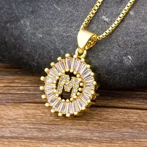 NIdin Hot Sale 2 Colors Initial Letter Pendant 26 Letters Charm Name Necklace Top Quality Copper Zircon Jewelry Birthday Gift