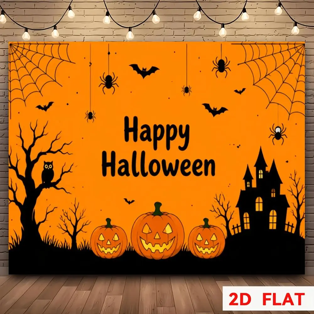 2D Flat Banner Halloween themed polyester photography backdrop, HD digitally printed soft lightweight foldable background cloth, suitable for Halloween parties, product photography, portrait shooting, video stu