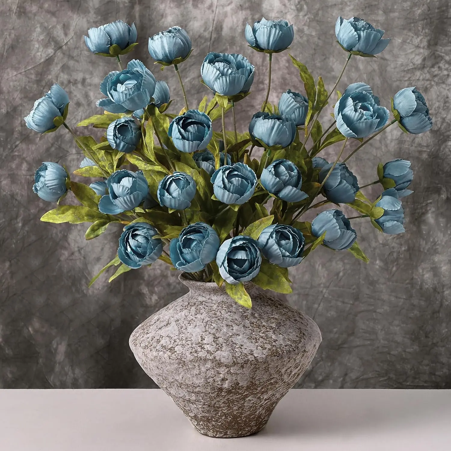 6/12 Pcs Faux Peonies Artificial Flowers for Vase, 27" Fake Silk Peonies Flowers for Wedding, Vase Filler Blue Flowers for DIY Bouquets Centerpieces Bridal Shower Office Decor Decorative Fruit Plants Artificial Peony Flowers Artificial Flower Arrangement