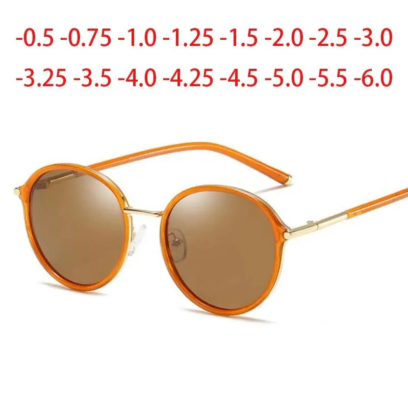 2026 new hot item Short-sight Prescription Polarized Sunglasses Women Round Antireflection Nearsighted Sun Glasses 0 -0.5 -0.75 To -6.0