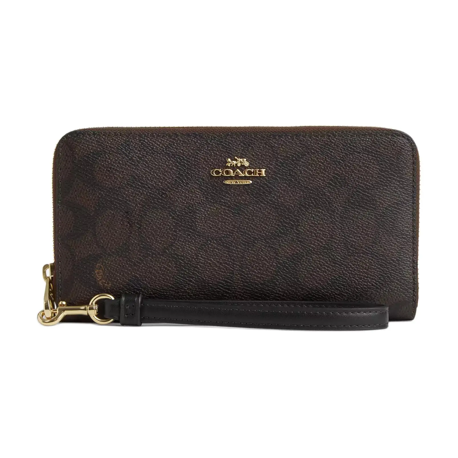 COACH 19 Wallet for Women – Coated Canvas with Logo Zip Closure in Walnut