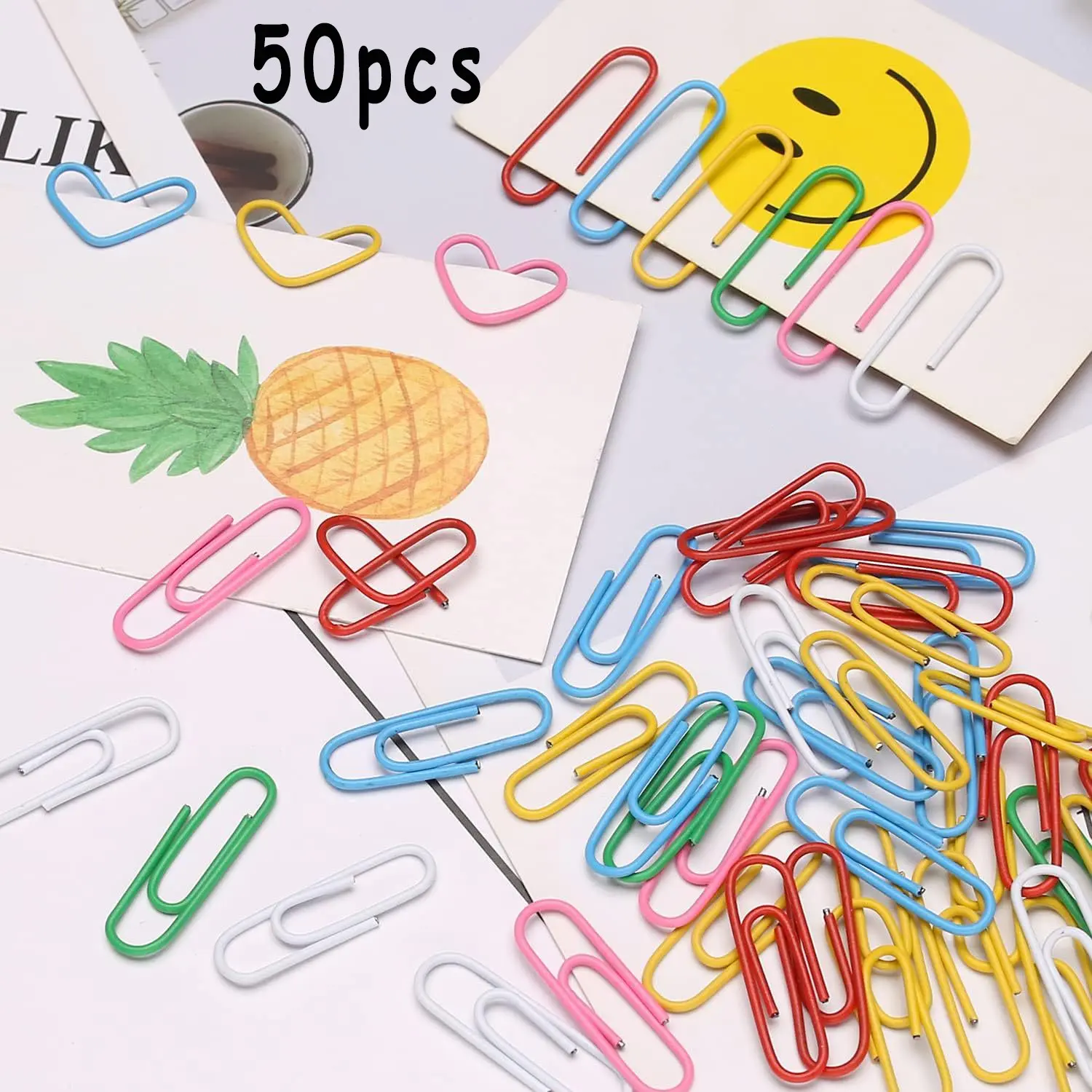50pcs Colorful Paper Clips, 1.1 Inch PVC Coated, Rust-Resistant, Ideal for Office, School, DIY, Bookmarks, File Organization