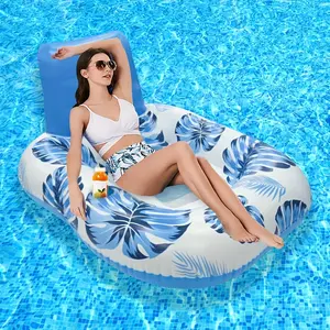 Inflatable Folding Floating Bed, Thick PVC Square Seat Float Mat, Beach Sports Lounge Chair, Pool Water Hammock, Air Mattress Bed, Inflatable Pool Floaters