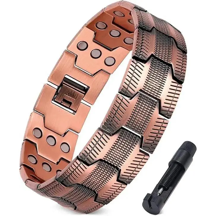 Men’s Trendy 99.99% Pure Copper Bracelet | Built-in 3500 Gauss Magnets Adjustable Wellness Band, Ideal Gift for Dad & Daily Outfit   Bracelet   men friendship  Bracelet friend jewelry accessory  men  Gift ,money  Bracelet
