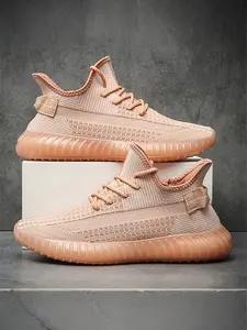 Unisex Coconut Shoes, Flyknit Knitted Upper, Plain Simple Design, Comfortable Anti-Slip Breathable, Fashion Casual Daily Commute