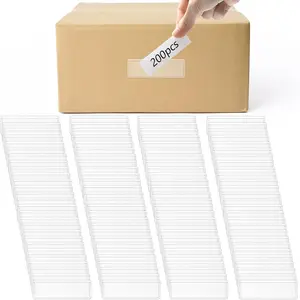 200 Pack Label Holders, 3 x 1 Inch Clear Adhesive Shelf Tag, PVC Index Card Pockets Long Side Open Price Tag for Supermarket, Library, Bookshelf, Mailbox, Kitchen, Business
