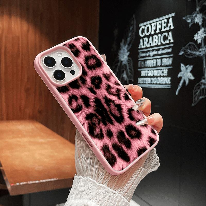 Original Design Magnetic Compatible Case for iPhone 17 Pro Max / 16 / 15 / 14 / 13 / 12 / 11 / XS / XR – Trendy Pink Leopard Fur Print | Stylish Rugged Scratch-Resistant Silicone Cover