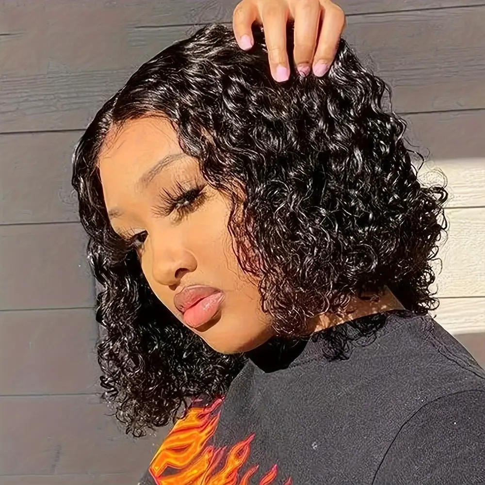 Brazilian Curly Short Wig - No Glue Naturally Closed, Soft Breathable Synthetic Hair Wig Suitable for Daily Wear,, Parties - Light Beige Tones & Look, Styling (No Adhesive Needed)