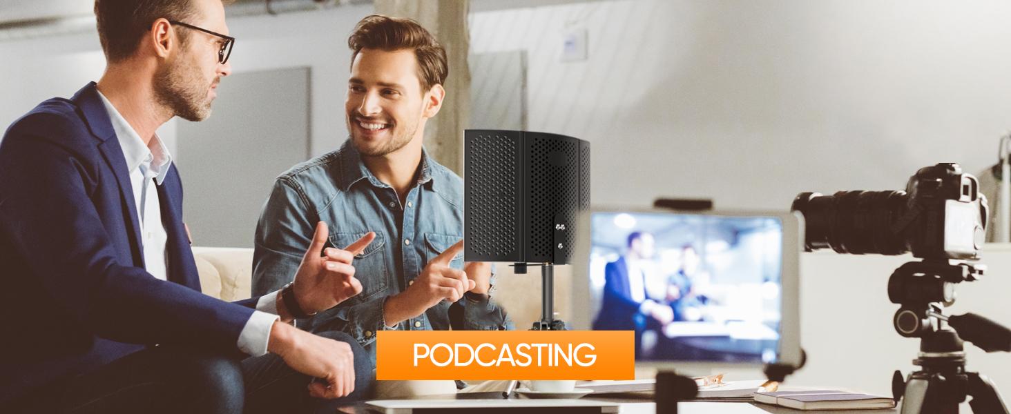 Studio Recording Microphone Isolation Shield with Pop Filter and Metal Tripod Stand, Studio Mic to PC Laptop Smartphone, Music Microphone for Recording Singing Podcasting