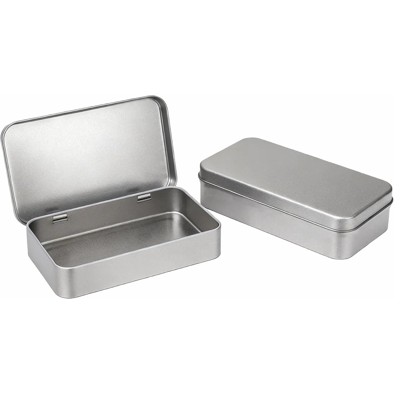 Tin Box with Lid, Large 2 count  Tool Box 5.9x3.5x1.2inch Metal Storage Container, Hinged  Decorative Box for DIYJewelry, Office Supplies