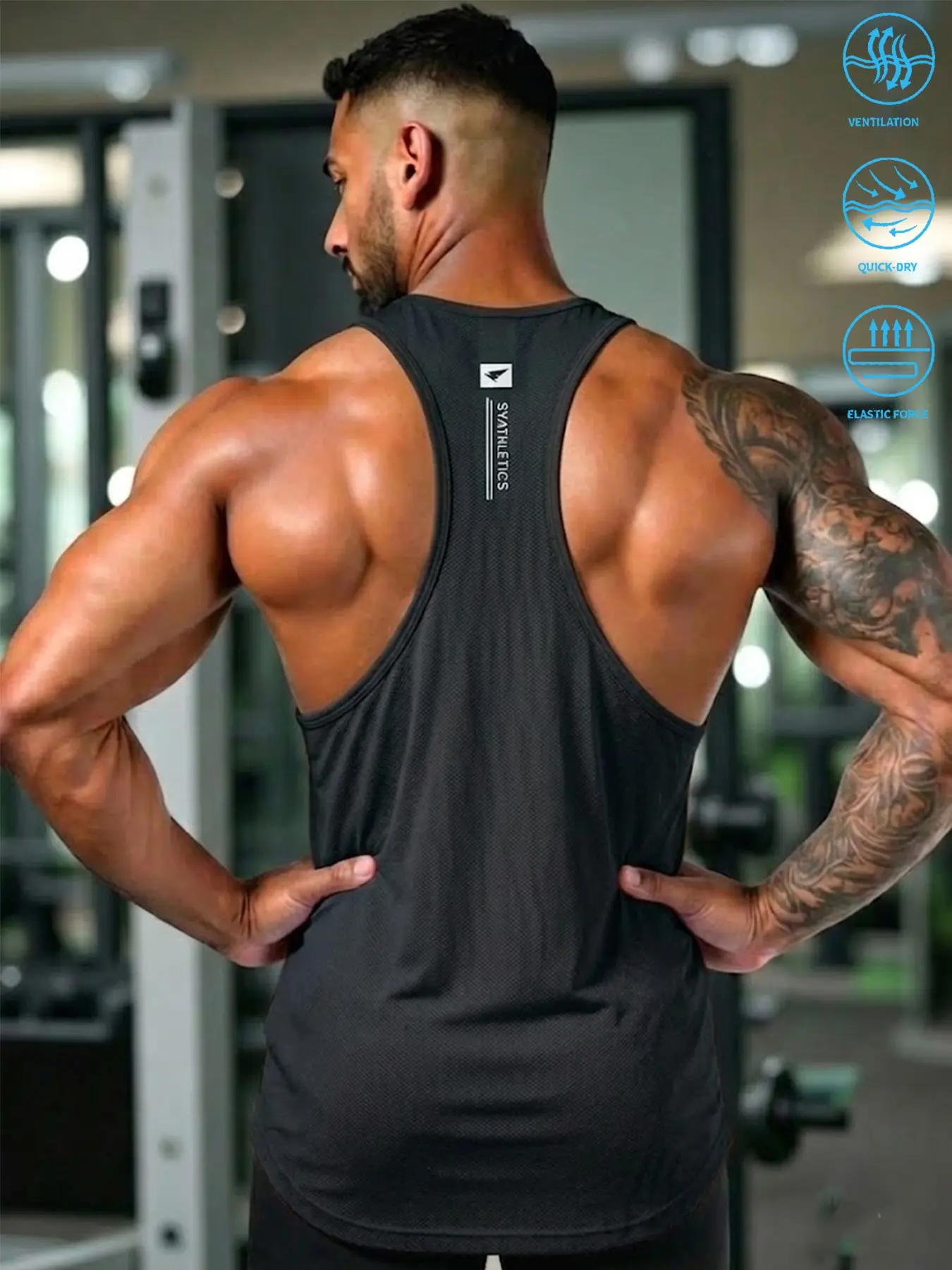 Men's Quick Dry Gym Tank Top, Muscle Fit Breathable Mesh Workout Running Streetwear, Fitness Tank Top, Y2K Breathable Workout Tops