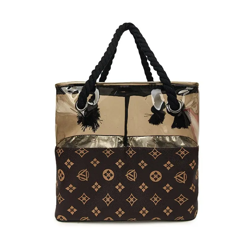 2026 Large Capacity Handheld Makeup Bag, Trendy Semi-Transparent Print Travel Case, Korean Style Cosmetic Organizer, Essential for Trips