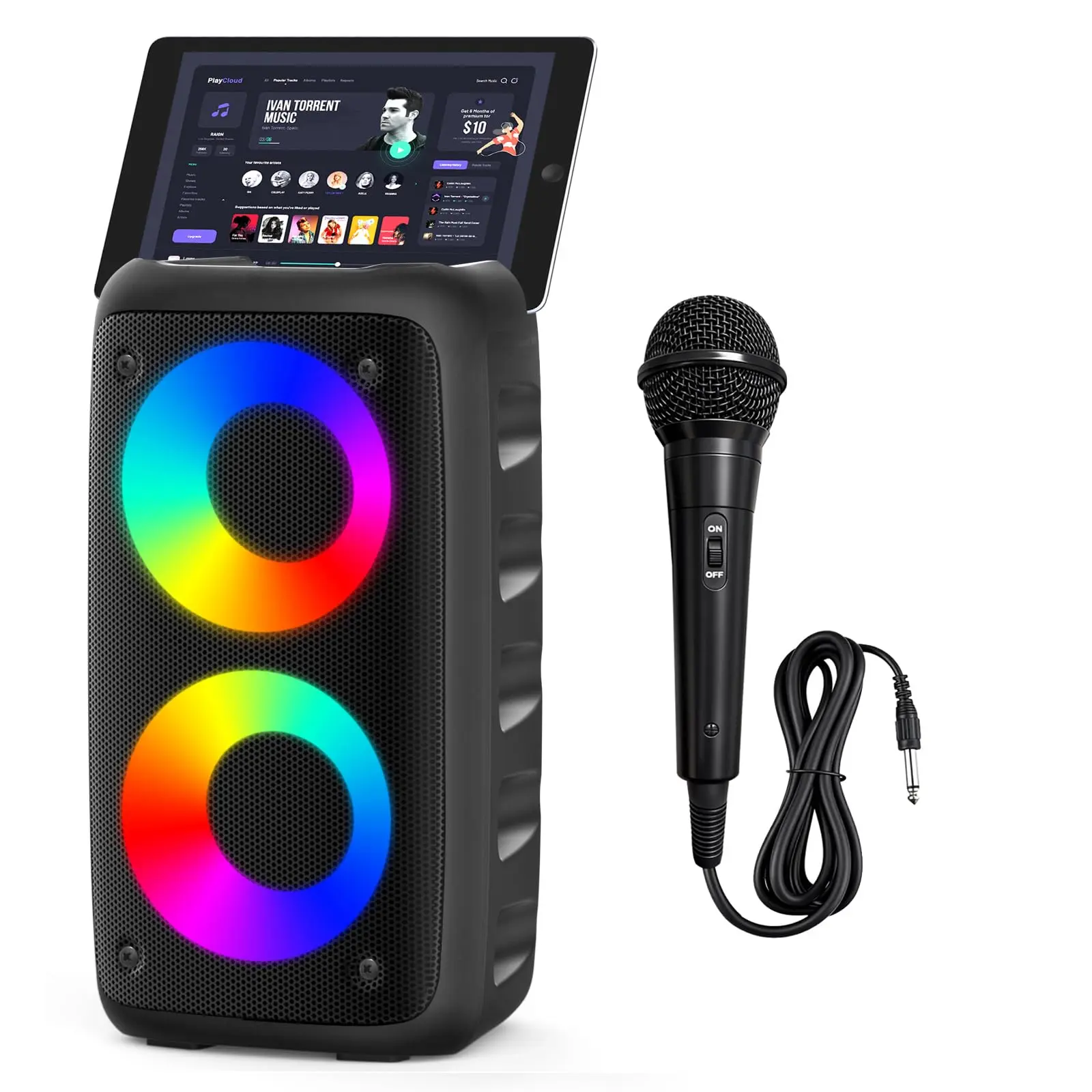 Up to 4 Hours Wireless Karaoke Speaker with Microphone - Bluetooth Karaoke Machine Sound System for Outdoor Activities, Birthday Party Bluetooth Speaker