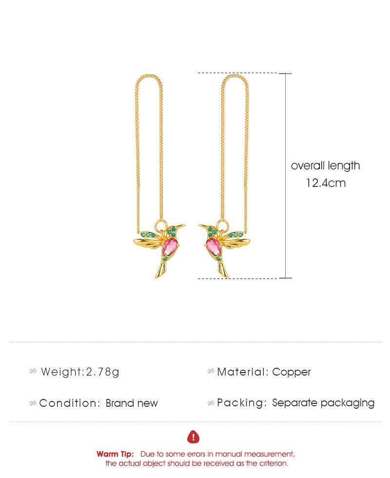 Fashion Jewelry New Unique Little Bird Drop Long Hanging Hummingbird Earrings For Women Elegant Girl Tassel Crystal Pendant Earring Jewelry