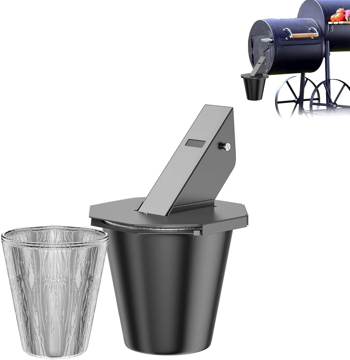 Grease Bucket for Pellet Grill, Drip Bucket with 2-Pack Disposable Foil Liners, Heavy-Duty Drip Pan with Heat-Resistant Coating, Grease Catcher with Leak-Proof Silicone Design for Outdoor Cooking (A) pocket  rocket  camping  stove