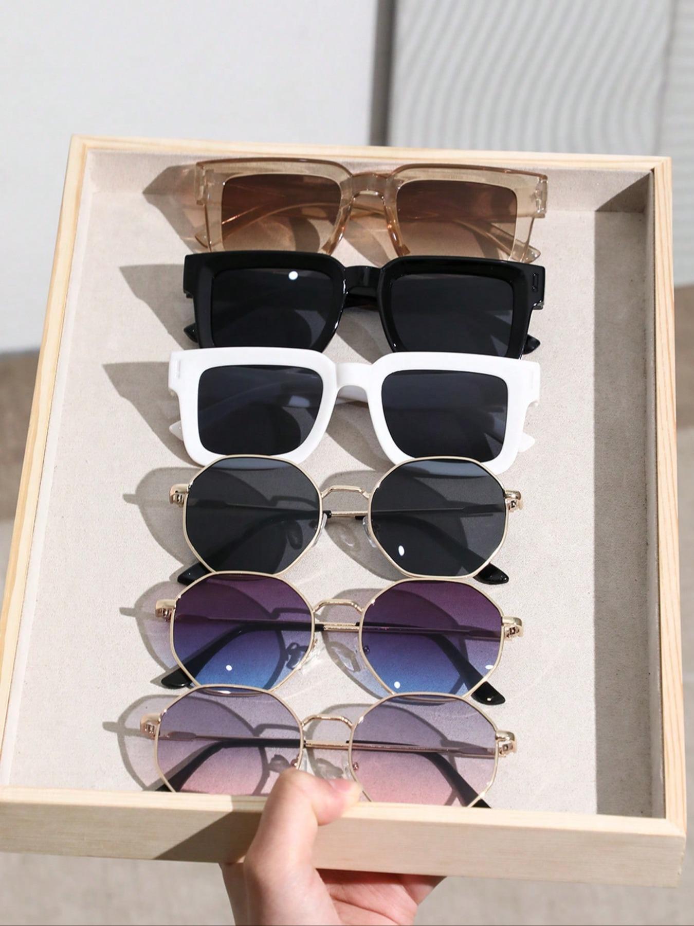Unisex Vintage Square Frame Sunglasses for Summer, Summer Outfits 2024 Plastic Sunglasses for Travel Use, Fashion Accessories for Outdoor Activities, Trendy Casual Sunglasses