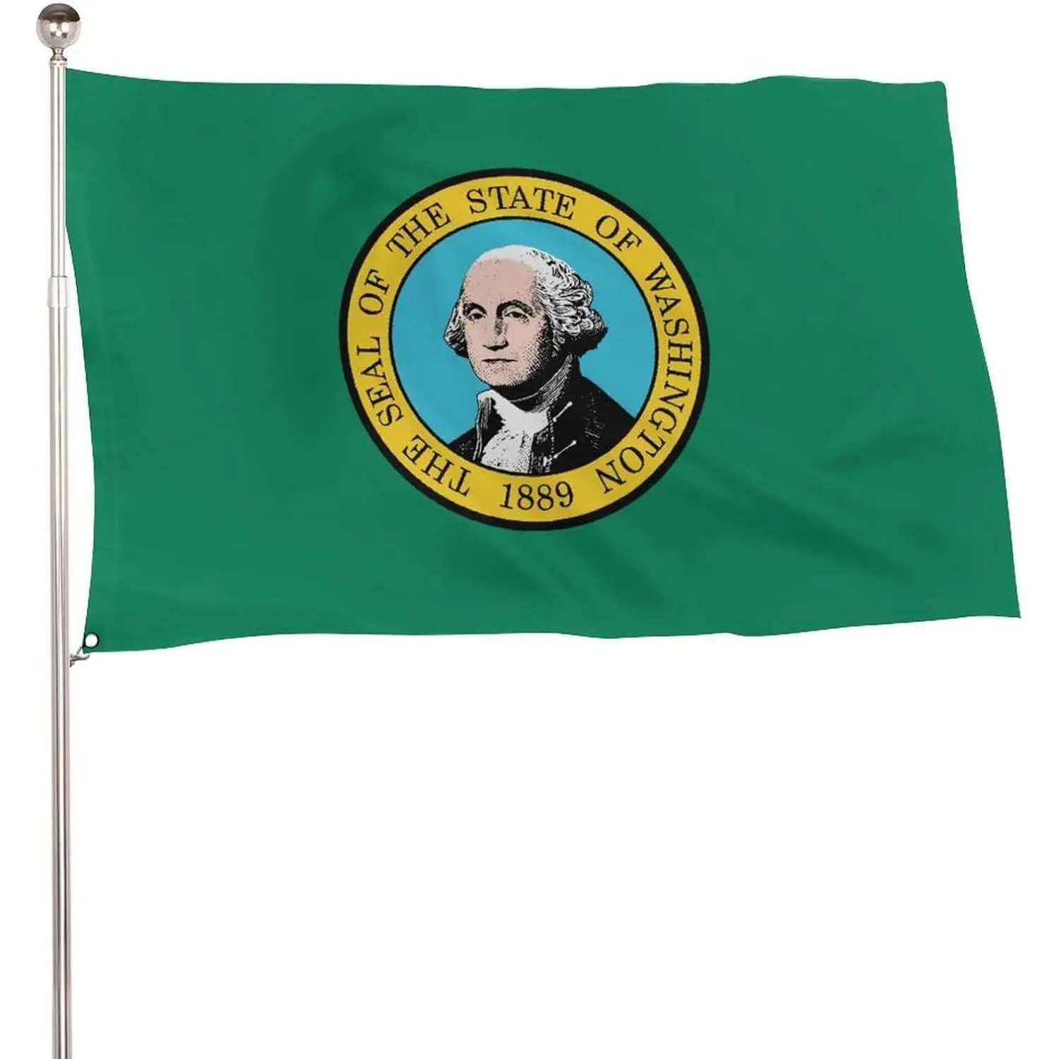 Washington State Standard Single Flag, 5x3 Ft Lightweight 115D Polyester Banners with 2 Metal Eyelets for Outdoor Display