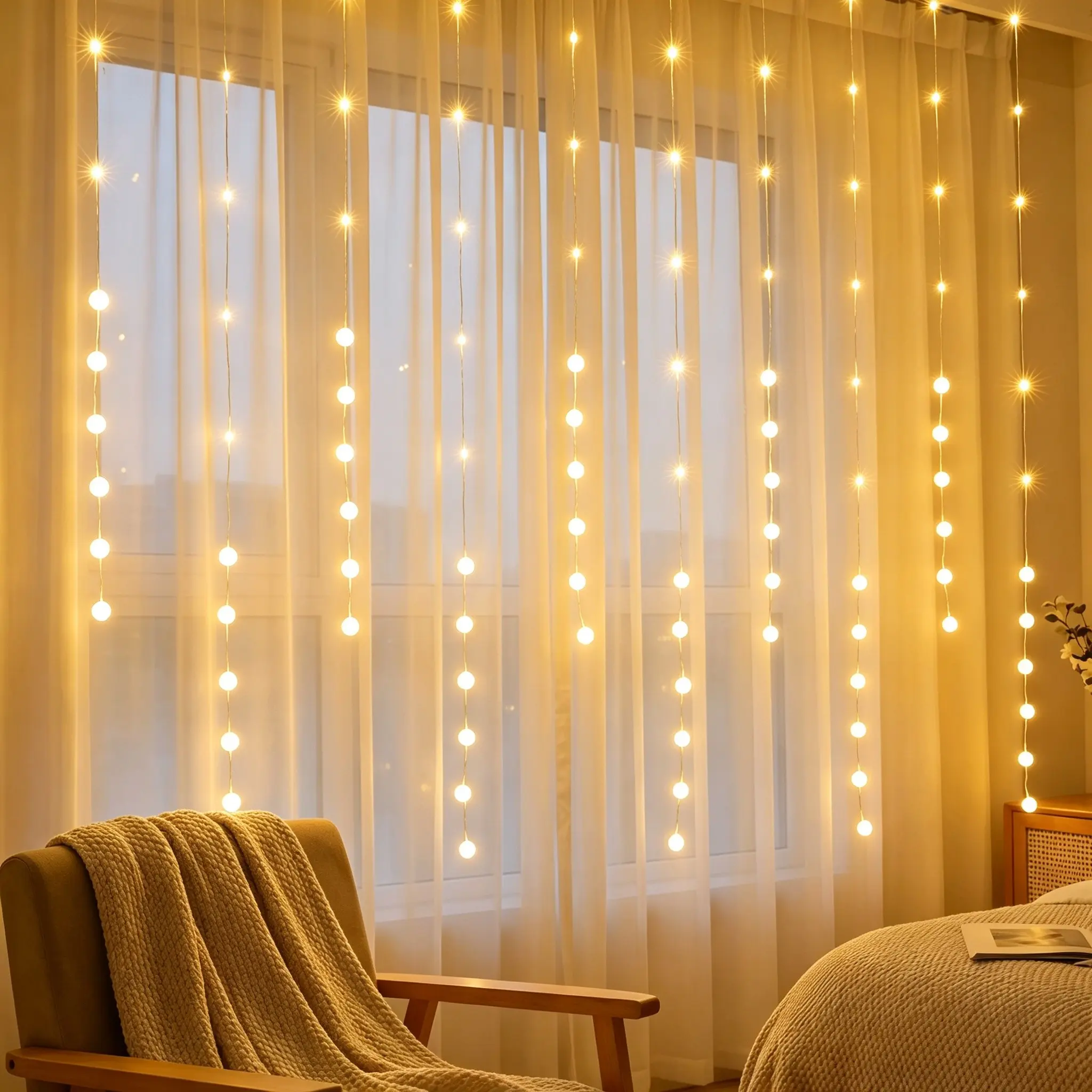 LED Crystal Bubble Ball Curtain Light String, USB Powered, High Brightness, 8 Flash Modes, Ideal for Indoor Decorations, Led Lights