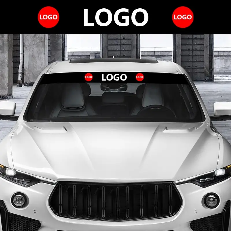 Universal Car Front Windshield Banner Sticker Window Sun Strip Decal, automobile decals, Sun Visor Vinyl Wrap Exterior Decoration Logo Emblem for BMW Mercedes Benz Audi Ford Toyota Honda Nissan Porsche
