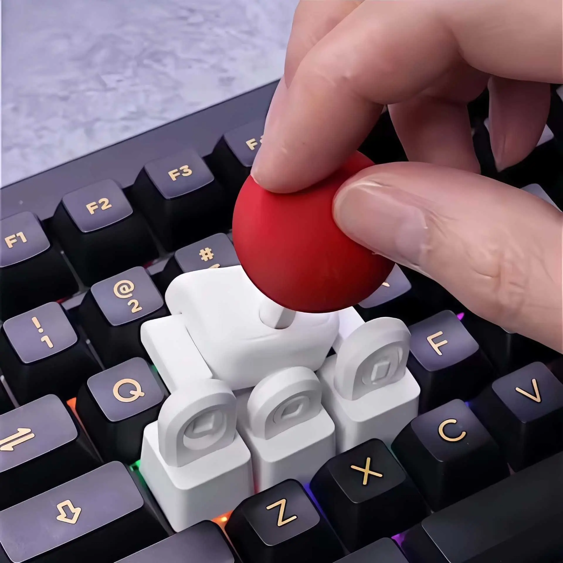 3D Printed Mini Joystick Mechanical Keyboard Keycap, Customizable Gaming Desk Decor, Creative Pressable Joystick Shape, Unique Design, Unique Desktop Accessory