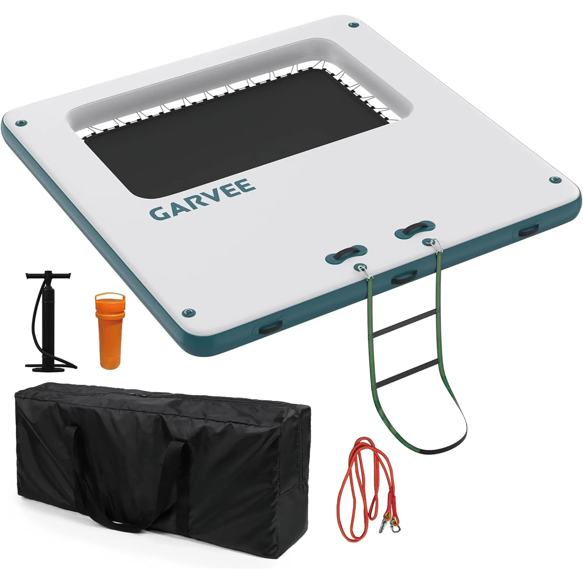 Inflatable Floating Dock,Floating Island with Portable Carrying Bag, Rope Ladder & Pump, Multi-Person Swim Water Mat