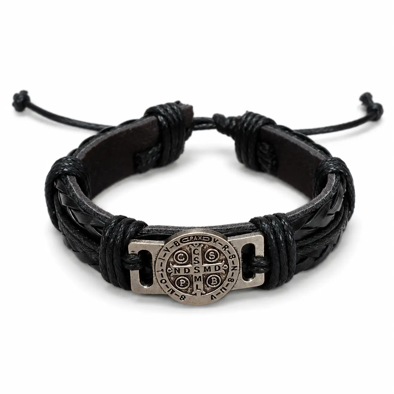 Vintage Braided Leather Bracelet for Men, Retro Biker Style with Adjustable Sliding Knot, Lightweight Father's Day Gift, Weave, Wristband, Birthday, Casual
