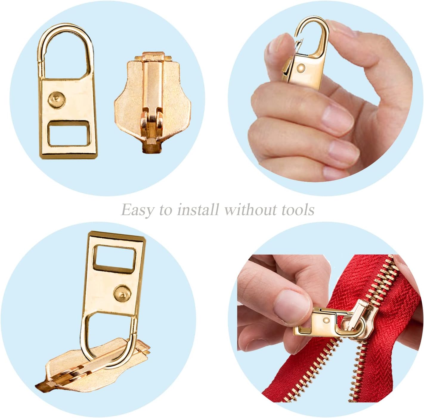 10 count Zipper Pull Replacement, Repair Kit Zipper Slider, Metal Fix Zipper Handle, Detachable Zipper Pull Tabs for Luggage Clothing Jacket Backpacks Coat Boots (Black, , ,  Black, Bronze)