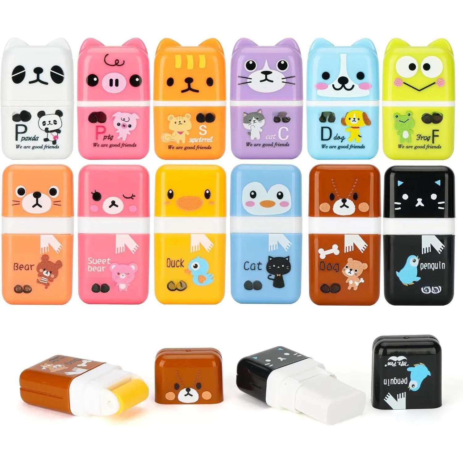 - Cute  Eraser with Clean Up Roller and Cover, 12 Pack, Latex-Free, Rubber cil Erasers with Collector Rollers for Teens & , Teacher, Classroom, School Supplies, Party Favor