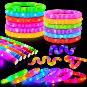 24 Packs Light Up Glow Sticks LED Pop Tubes, Glow in the Dark Party Favors, Party Decoration Accessories, LED Bracelets for Party Events
