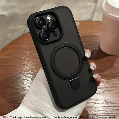Luxury magnetic matte bracket armored shockproof wireless charging phone case, suitable for iPhone 18 Pro Max iPhone 17 Pro Max iPhone 11/12/13/14/15/16 Plus amera lens protection shockproof hard PC back cover, with frosted semi transparent design